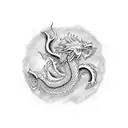 traditional japanese dragon surrounded my british pounds  tattoo design idea