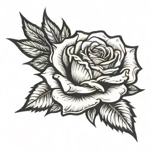 rose with paint brush as the stem  tattoo design idea