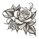 rose with paint brush as the stem  tattoo design idea