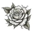 rose with paint brush as the stem  tattoo design idea