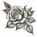 rose with paint brush as the stem  tattoo design idea