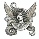 siren with arms tied tattoo design idea
