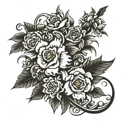 enduring and beautiful down my spine with flowers at my neck  tattoo design idea