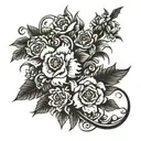enduring and beautiful down my spine with flowers at my neck  tattoo design idea