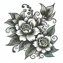 enduring and beautiful down my spine with flowers at my neck  tattoo design idea