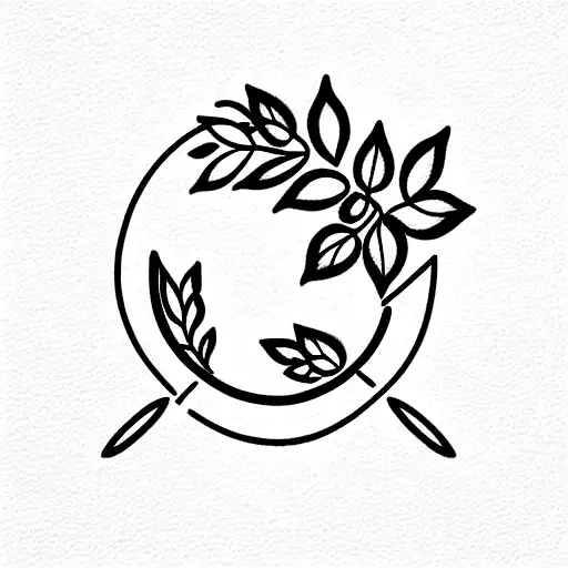 French style with plants and wine and luxury tattoo design idea