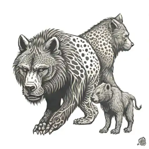 A tattoo featuring a wolf and a gorilla standing together as a symbol of family unity and strength tattoo design idea