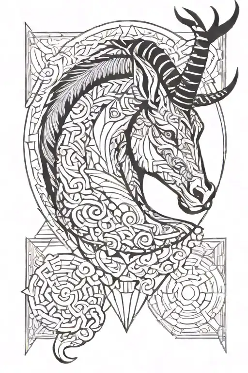 Capricorn symbol incorporating elements tattoo design idea