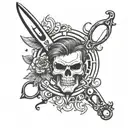 Voleyball and barber scissors tattoo design idea