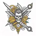 Voleyball and barber scissors tattoo design idea