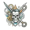 Voleyball and barber scissors tattoo design idea