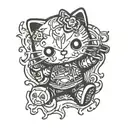 dark evil hello kitty boy blooded tattoo design idea