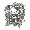 dark evil hello kitty boy blooded tattoo design idea