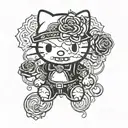 dark evil hello kitty boy blooded tattoo design idea