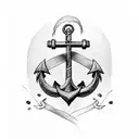 anchor with M and D on sides tattoo design idea