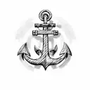anchor with M and D on sides tattoo design idea