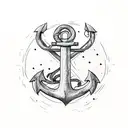 anchor with M and D on sides tattoo design idea