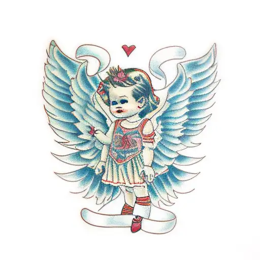 Name Evelyn with wings tattoo design idea