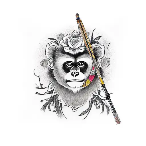 Standing Gibbon tattoo design idea