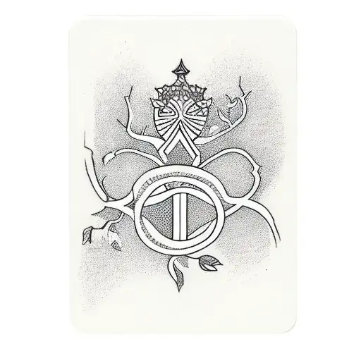 A minimalist tattoo of a playing card with an ivy vine pattern, referencing the iconic playing card characters in Alice in Wonderland tattoo design idea