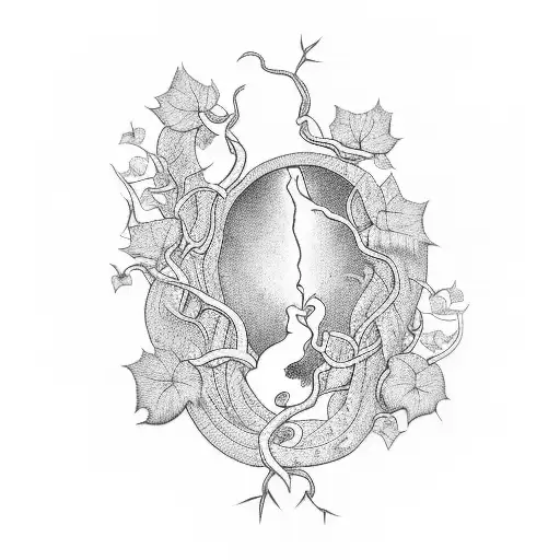 A minimalist tattoo of a keyhole with an ivy vine winding through it, symbolizing the mysterious and whimsical nature of Alice in Wonderland tattoo design idea