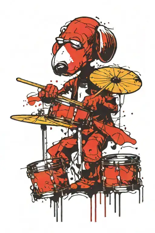 Snoopy playing drums tattoo design idea