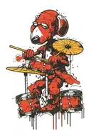 Snoopy playing drums tattoo design idea