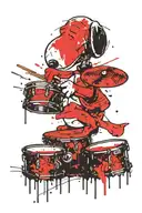 Snoopy playing drums tattoo design idea