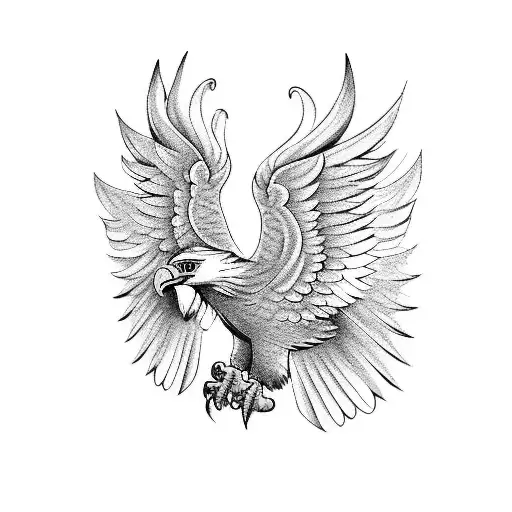 eagle with full wings open tattoo design idea