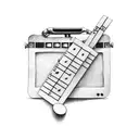 A clapperboard with music notes instead of scene details tattoo design idea