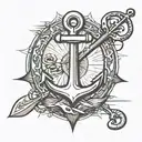 anchor and oar crossed together tattoo design idea