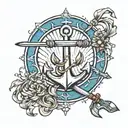 anchor and oar crossed together tattoo design idea