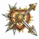 first drawing of da vinci's heart dagger will pass sun and moon figure on sun cap tattoo design idea