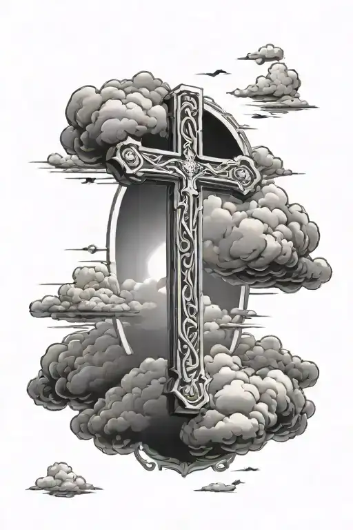 I wanted a tattoo with a cross and clouds that has the Bible scripture  tattoo design idea