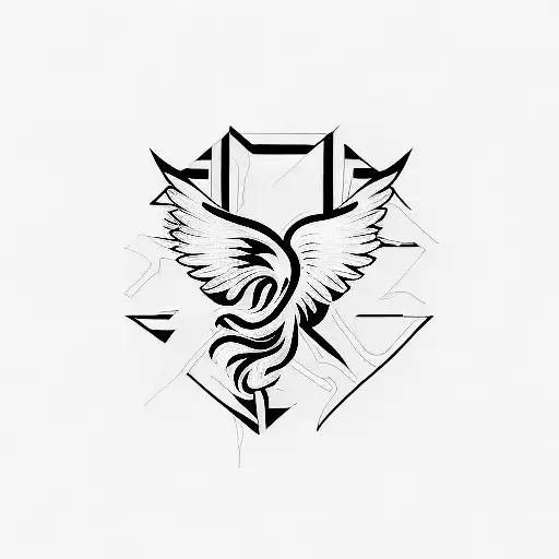 Phoenix, Black and white,  tattoo design idea