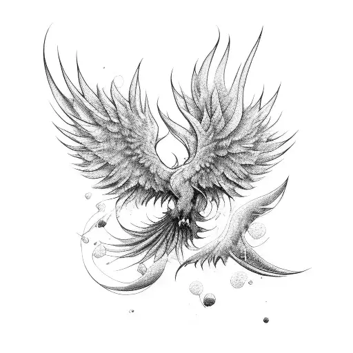 Phoenix, Black and white,  tattoo design idea