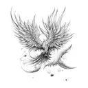 Phoenix, Black and white,  tattoo design idea