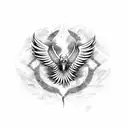 Phoenix, Black and white,  tattoo design idea