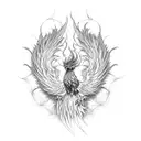 Phoenix, Black and white,  tattoo design idea