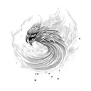 Phoenix, Black and white,  tattoo design idea