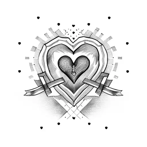 heart with cross tattoo design idea