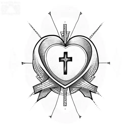 heart with cross tattoo design idea