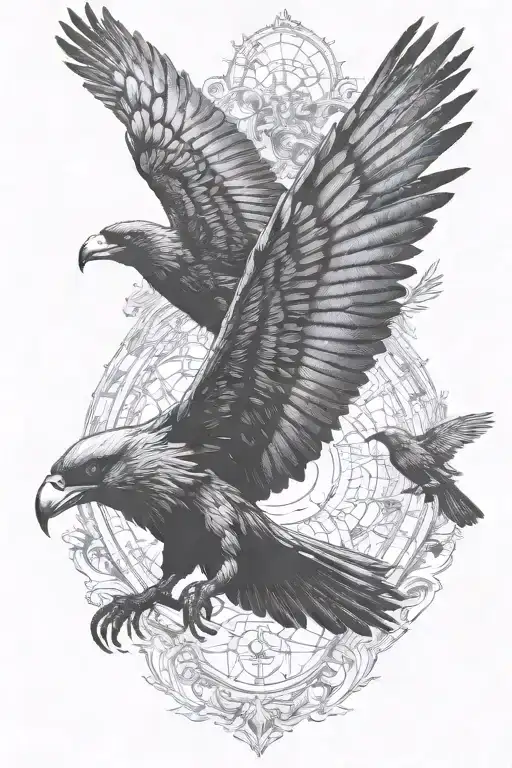 Six wings of crows flying   tattoo design idea