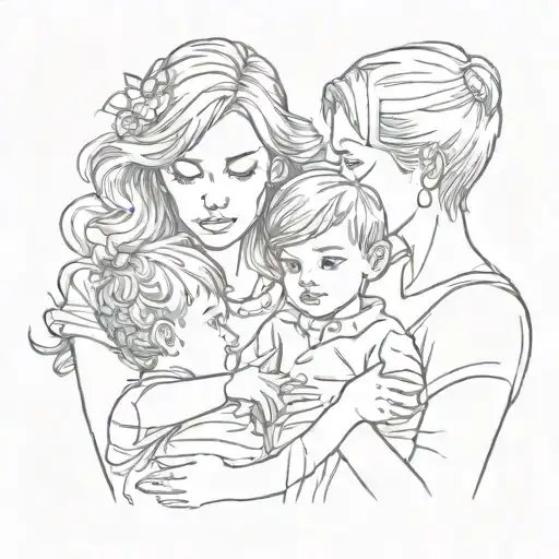 mom of two, boy and girl kids tattoo design idea