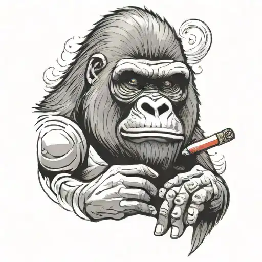 gorilla smoking tattoo design idea