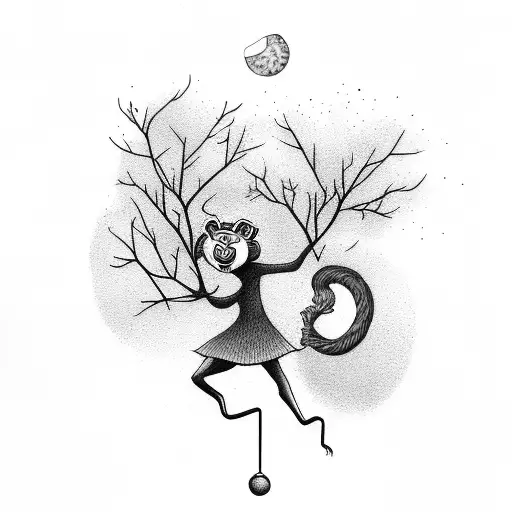 new school monkey swinging from tree tattoo design idea