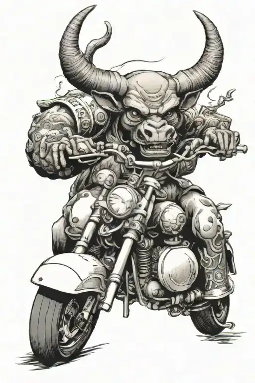 minotaur riding a motorcycle tattoo design idea