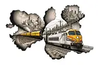 train going through different regions. starting in corn country, Stlouis arizona & ending in pacific northwest  tattoo design idea