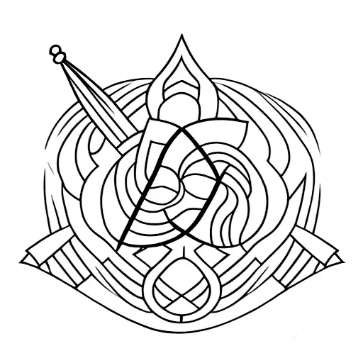 barcelona's tile flower with an arrow next to it tattoo design idea