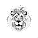 A lion surrounded by celestial bodies, representing the growth and enlightenment of the universe tattoo design idea